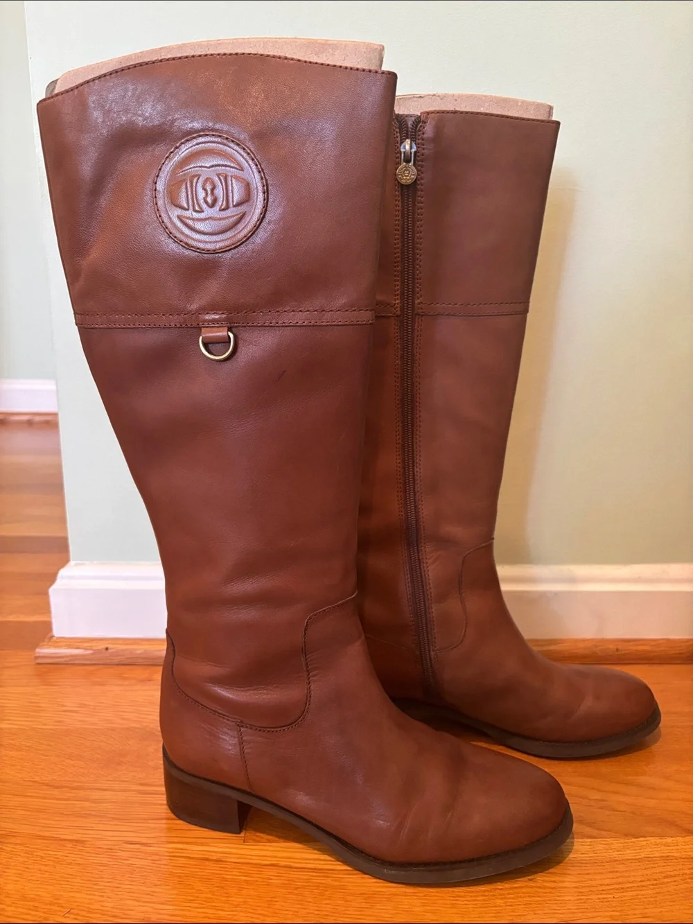Etienne Aigner Cognac Leather Over-the-Knee Boots